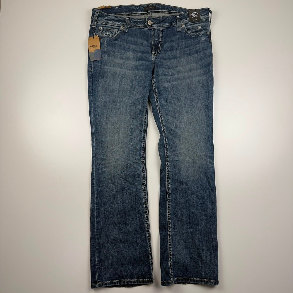 Silver Jeans Tuesday Low Rise Slim Boot Jeans Women's 38x28 Blue Stretch NWT